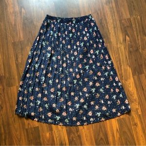Pleated Floral Midi Skirt